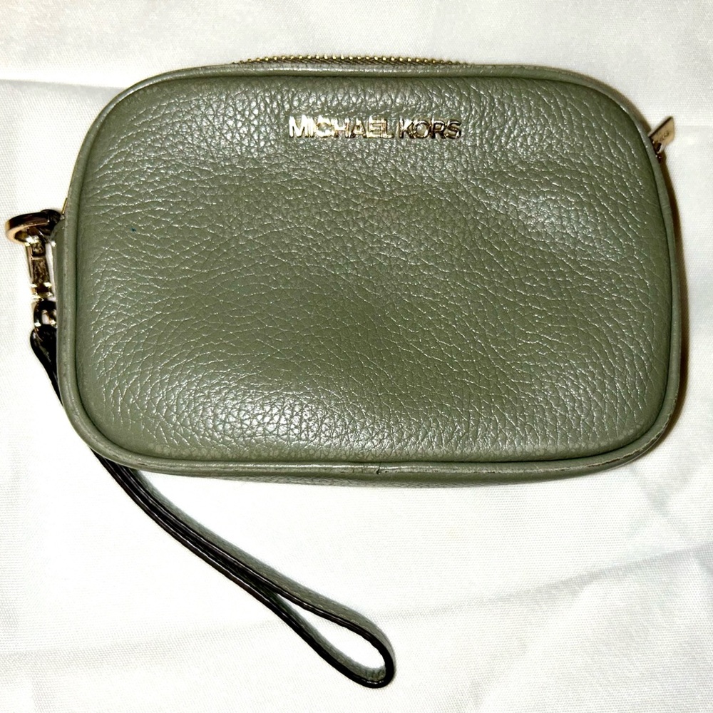 Michael Kors Green Leather Wristlet